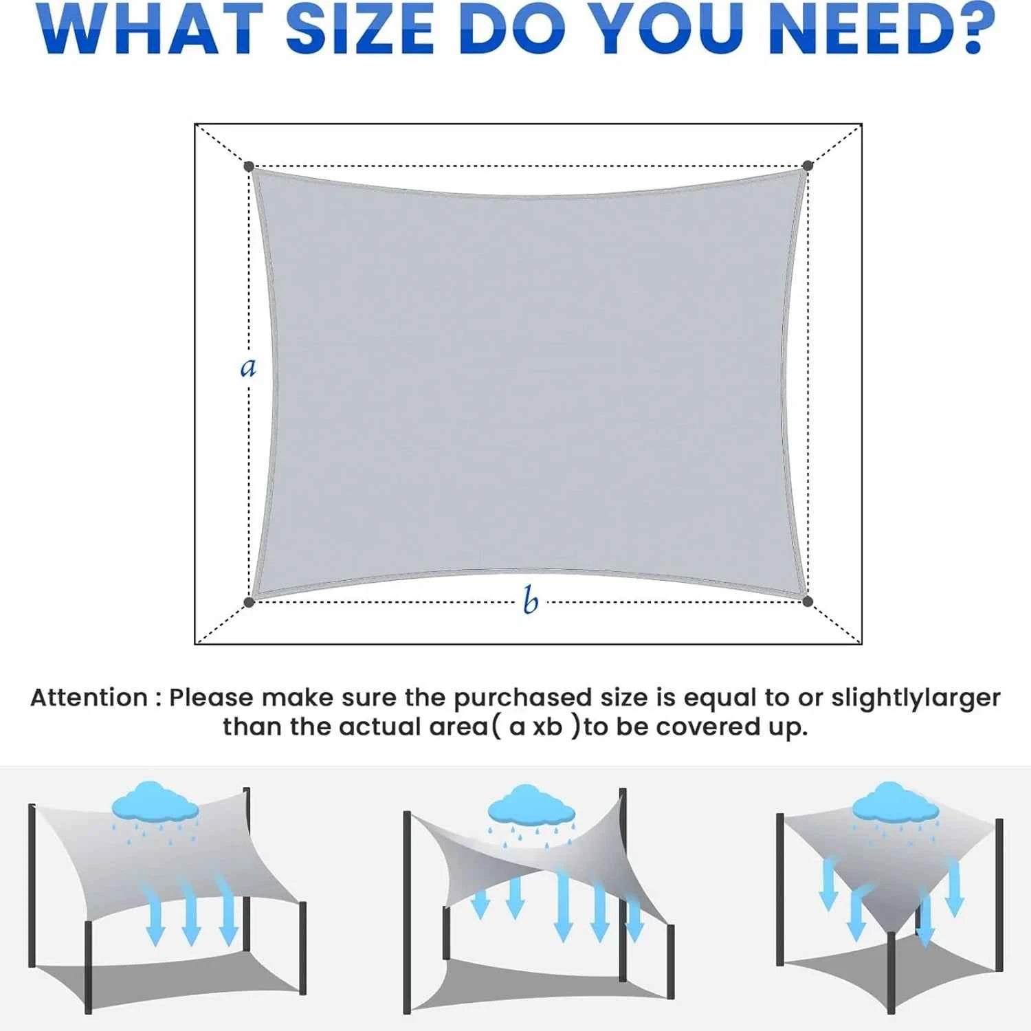 95% UV Block Waterproof Sun Shade Sail - High-Density Breathable Canopy for Patio Garden Pool Backyard, Windproof with Stainless