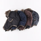 Men's Winter Trapper Aviator Trooper Earflap Warm Russian Waterproof Ski Hat Bomber Cap Russian Warm Ear Protectors Hats