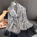 2025 new ethnic style retro shawl cashew flower geometric scarf cloak tassel scarf multi-color variety options available