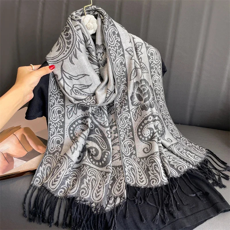 2025 new ethnic style retro shawl cashew flower geometric scarf cloak tassel scarf multi-color variety options available