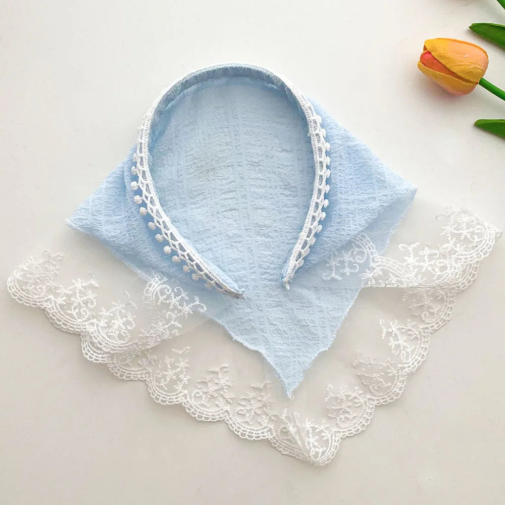 French Chic Alice White Lace Triangle Hair Wrap Fashion Accessory ﻿