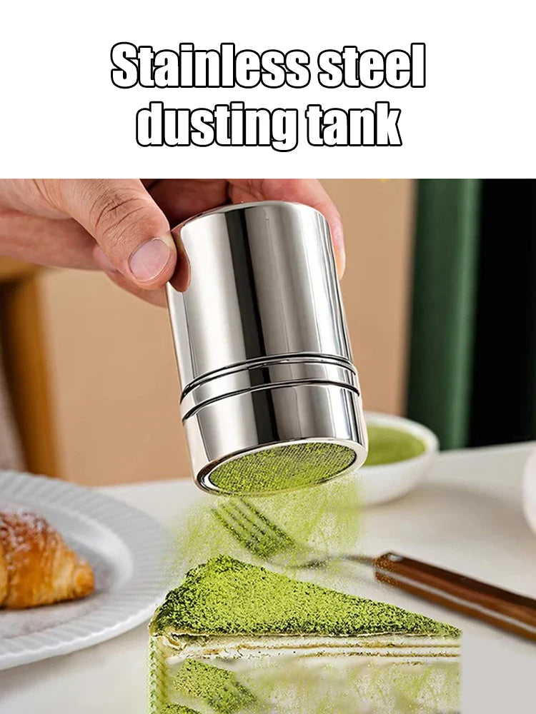 Stainless Steel Powder Shaker with Lid – Fine Mesh Cocoa & Coffee Duster