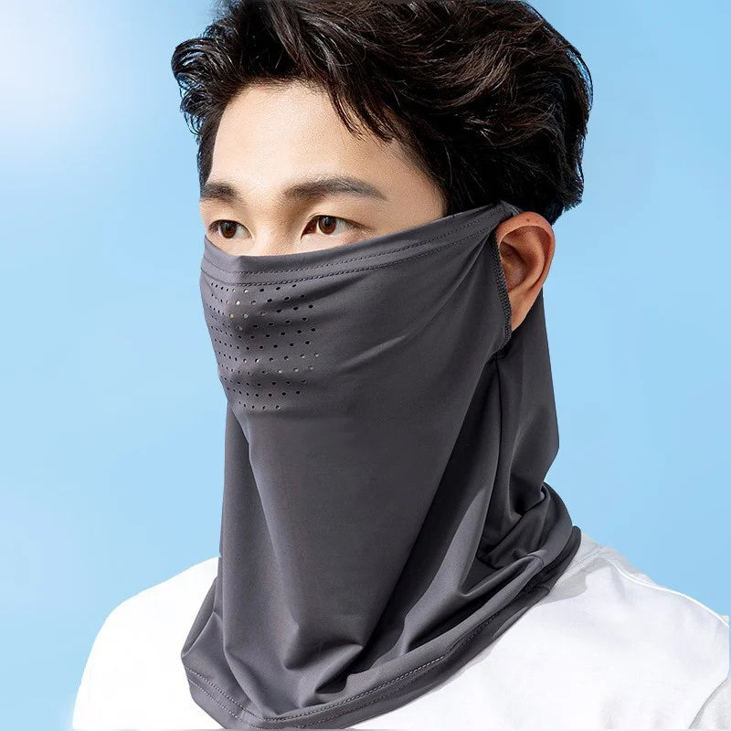 1Pcs Summer Ice Silk Cycling Masks Hanging Ear Breathable Anti-UV Face Scarf Neck Cover for Outdoor Hiking Sunscreen Balaclava