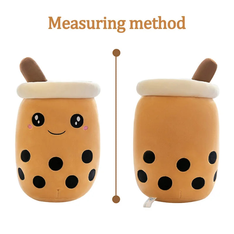 Cute Stuffed Boba Plush Bubble Tea Real-life Bubo Food Milk Cup Plushie Pillow Soft Kawaii Plush Toys Gifts for Kids Adult 24CM