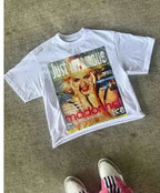 Harajuku American Newspaper Graphic T Shirts Y2k Tops Oversized T Shirt Couple Pro Choice Gothic Streetwear Vintage Men Clothing