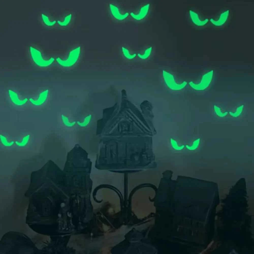 Halloween Luminous Window Stickers – Glowing Eyes, Bats & Ghost Decor