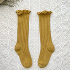 Ruffle Girls Knee High Socks Baby Kids Toddlers Long Soft Cotton Sock Lace Flower Children School Uniform Socks For 0-8Years