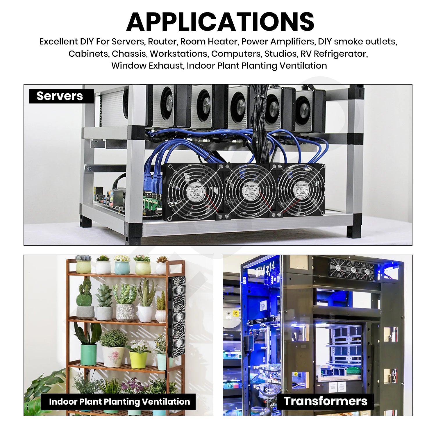 120mm 3000RPM Fan Cooling With Controller 12cm 12V 220V Btc Machine Chassis Workstation Cabinet Radiator Server Fan