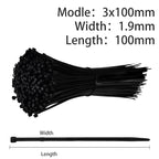 500/200/100Pcs Plastic Nylon Cable Ties Self-locking 1.9/2.7mm Cord Straps Adjustable Fastening Loop Home Office Wire Zip Garden