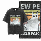 COOLMIND DB cat Printed Cotton Acid Washed Exclusive Graphic Unisex T Shirt Cool Streetwear Men Tshirts Big Size Tee for men