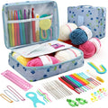 FELE 59Pcs/Set Portable Crochet Knitting Set DIY Beginner Crochet Hook Kit With Storage Bag Material Pack and Storage Tools