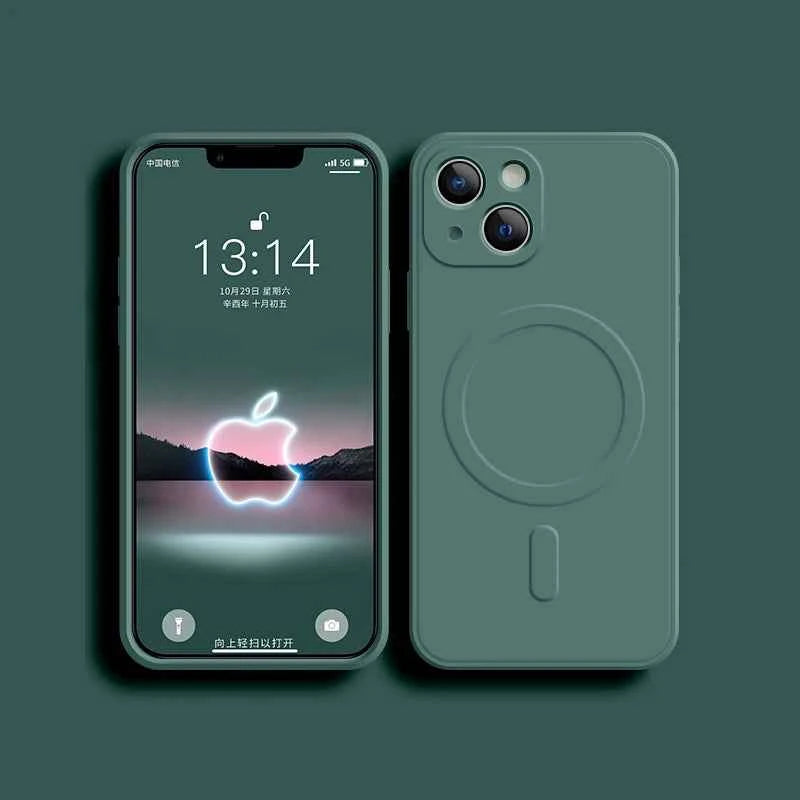 For Magsafe Magnetic Wireless Charge Case For iPhone 14 13 12 11 15 Pro Max Mini XR X S 7 8 Plus Soft Liquid Silicone Back Cover