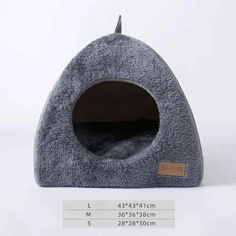 Heated Cat Bed – Self Warming Triangle Cat Cave for Indoor Pets