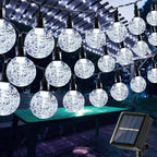 LED Solar String Lights Outdoor Crystal Ball String Light 8 Modes Lighting Solar Camping Lamp for Halloween Christmas Decoration