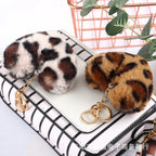New Heart Plush Hair Ball Keychain Women Leopard Pompom Love Car Key Chain Bags Pendant Hairball Key Rings Jewelry