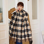 1 Piece of Women's Autumn and Winter Heart-Shaped Scarf, Women's Plaid Comfortable Scarf, Thick Large Blanket Shawl Scarf