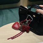 INS Style Kawaii Korea Trendy Heart Leather Keychain Bag Package Decor Chocolate Pendant Accessories Creative Key Chain Trendy