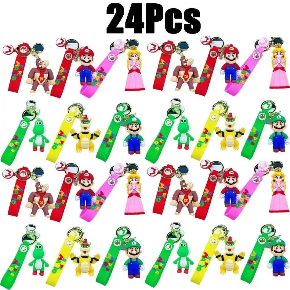 Super Mario Bros Action Figure keychain Cute Cartoon Character Toy Doll Model Decoration Kid Birthday Gift