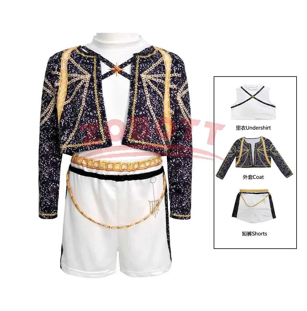 Kids K-Pop Demon Hunters Zoey Rumi Mira Costume Fancy Dress Cosplay Virtual Idol Movie Cosplay for Girls' Kids Halloween Carniva