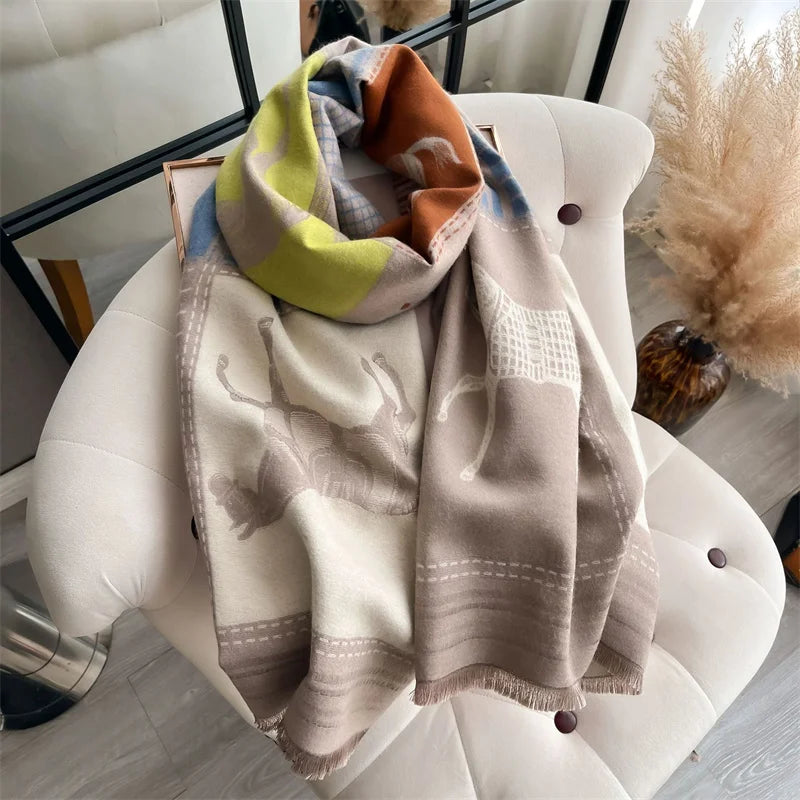 Cashmere Scarf for Women Thick Warm Winter Blanket Brand Female Luxury Quality Shawl Wrap Bufanda 2024 Poncho Echarpe Pashmina