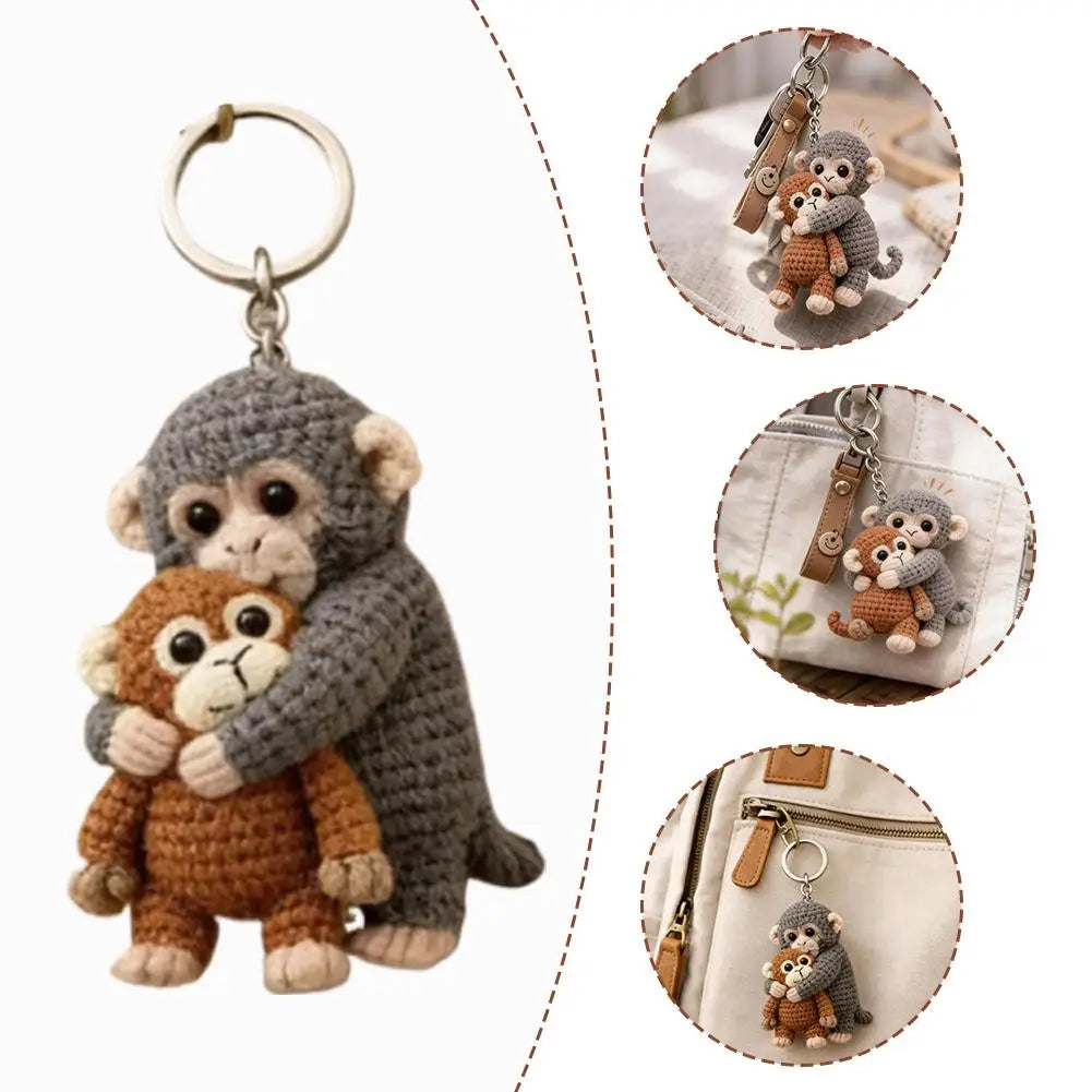 Funny Monkey Crochet Keychain Cute Backpack Charm