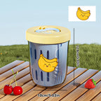 WORTHBUY Double Wall Salad Cup Portable Leak Proof Oat Container With Fork&Handle Drain Fruit Cup Cute Breakfast Cup For Student