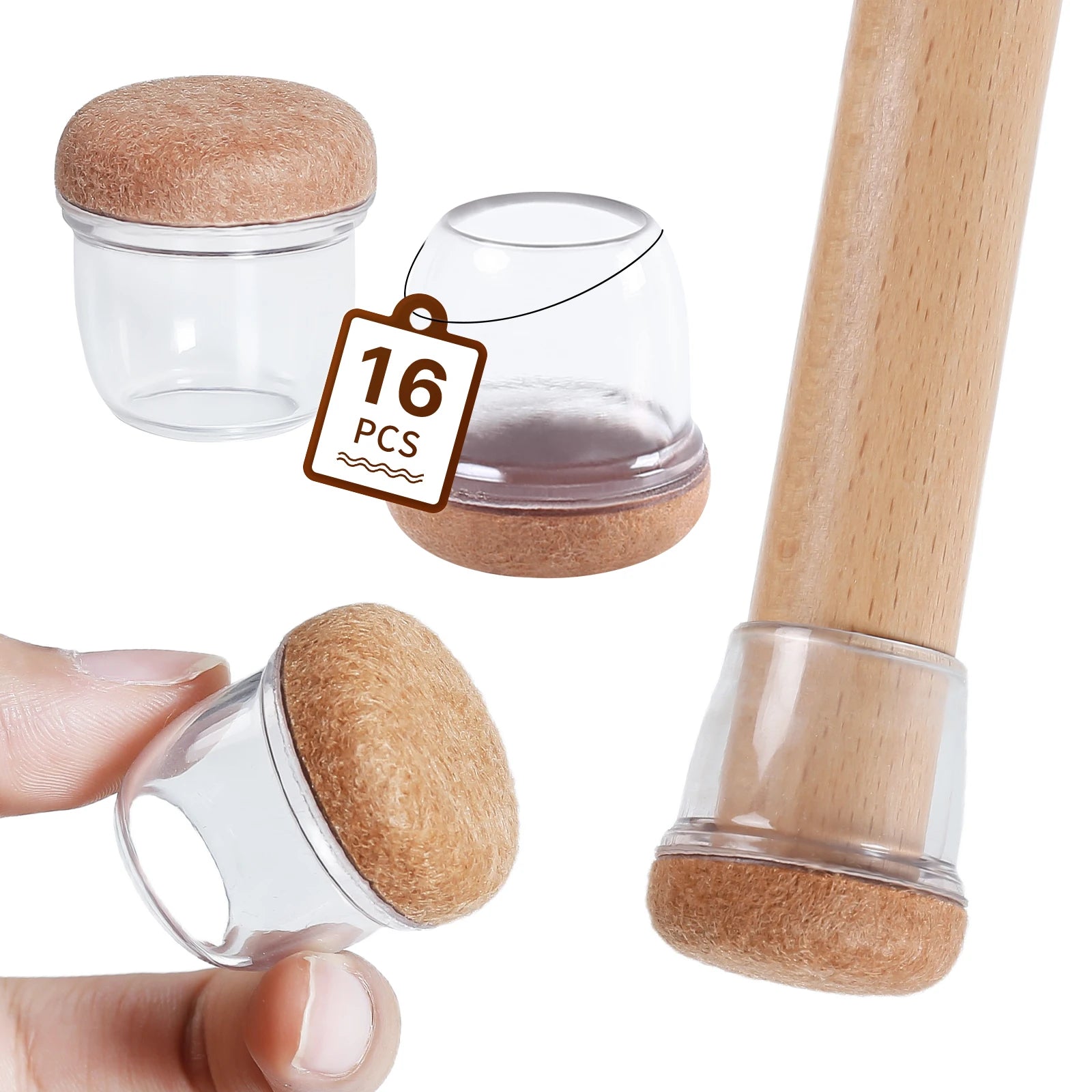 16PCS Silicone Chair Leg Caps Non-Slip Prevent Scratches Silent  Hardwood Floor Protector Waterproof Felt Furniture Feet Pad