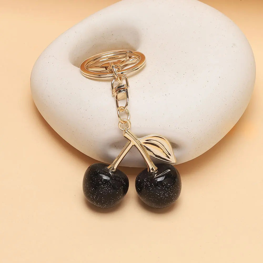 Fashion Delicious Red Cherry Keychain Summer Fruits Cherries Pendant Keyring For Women Men Jewelry Bag Accessories Gift