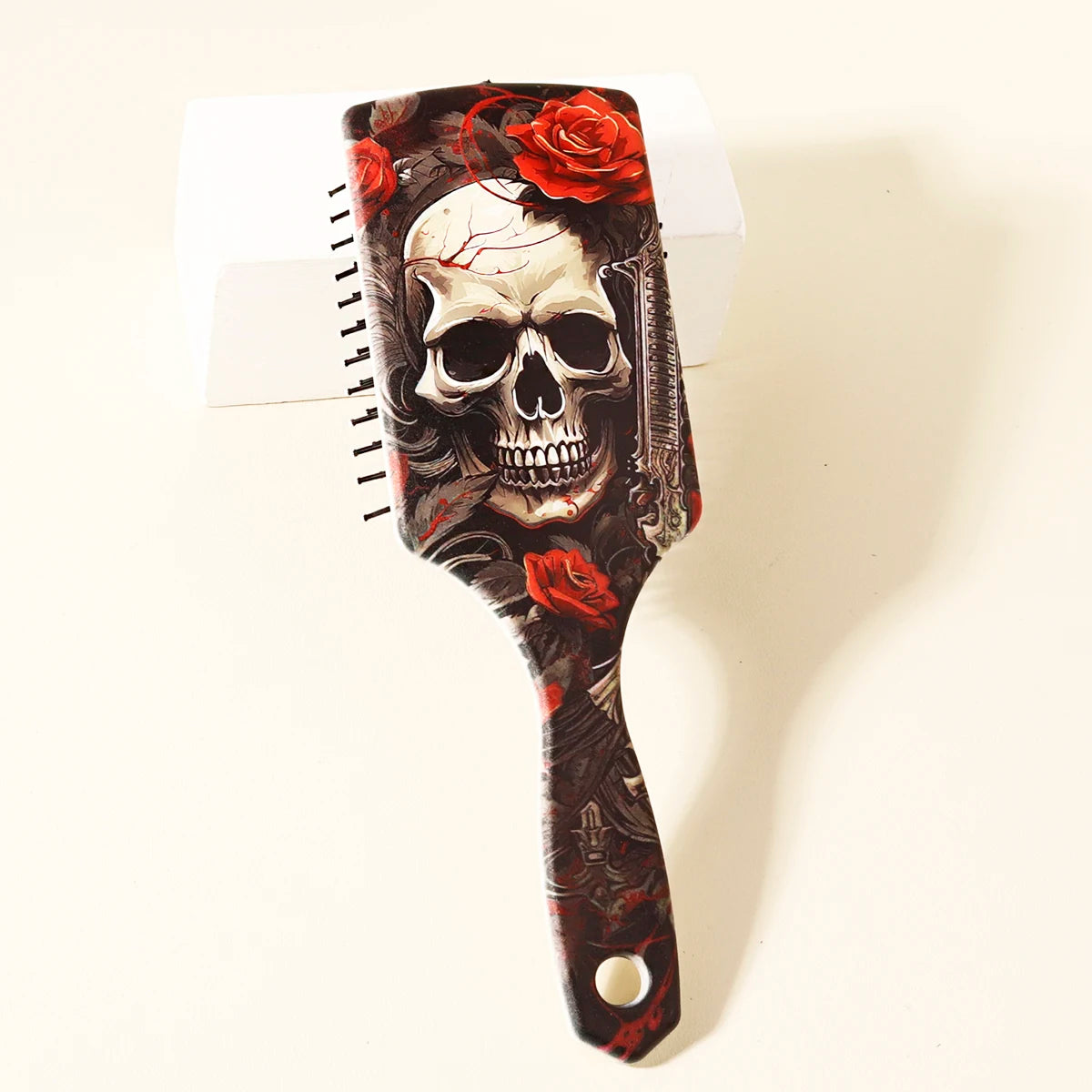 1 Piece Skeleton and Flower Patterned Air Cushion Comb - Massage Exfoliating Comb, ABS Plastic Handle, Special for Real Hair Wig