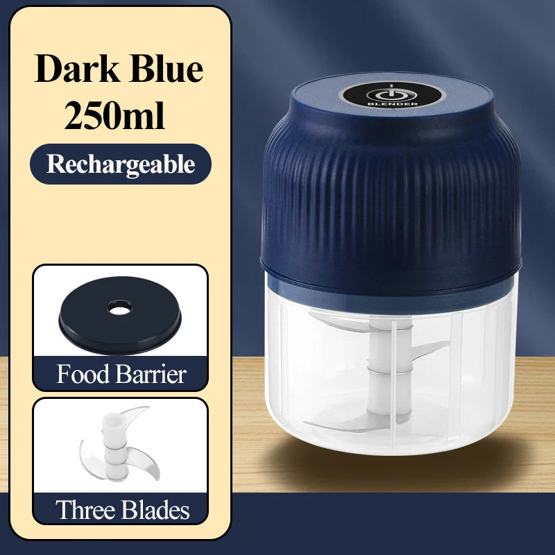 250ml Mini Wireless USB Rechargeable Electric Vegetable Chopper Garlic Crusher Food Chopper for Kitchen Gadgets for Garlic