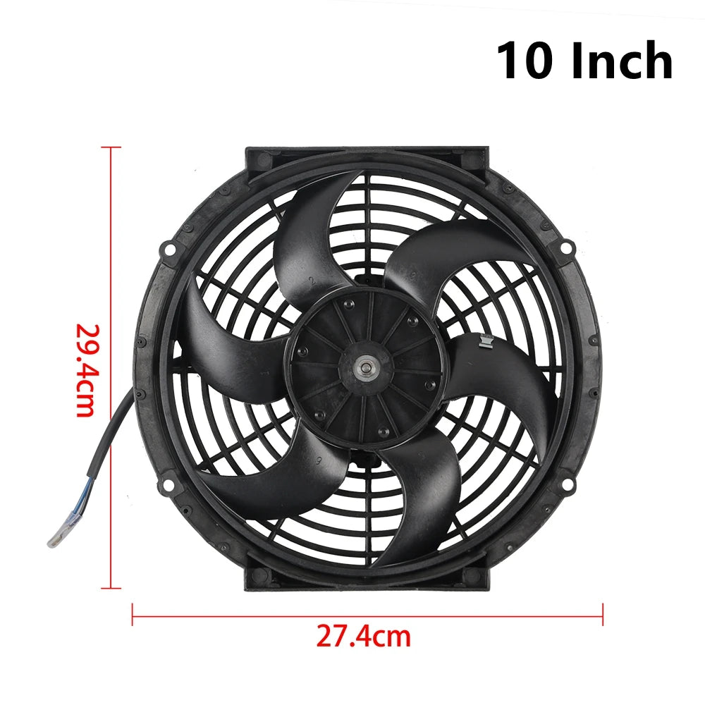 Universal 7/9/10/12/14/16 Inch 12V 80W 2100RPM Car Air Conditioning Cooling Fan Blade Cool Mounting Kit CF-1001