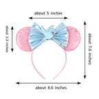 Cinderella Cartoon Mouse Ear Headband Sequin Bows Girl Adult Kid Halloween DIY Party Cosplay Hair Accessories Princess Hairband