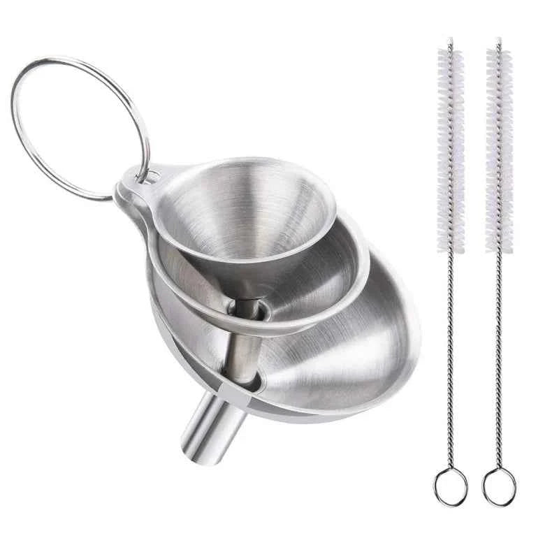 3–5 Pcs Stainless Steel Kitchen Funnel Set – Food Grade Bottle Filling & Spice Transfer Tool