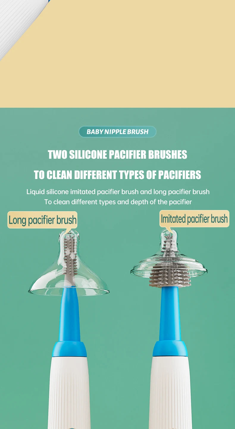 Electric Baby Bottle Brush 1500mah Multipurpose Silicone Cordless Infants Babe Milk Bottle Nipple Clean Brushes with Extensions