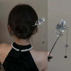 2026 New Chinese Style Butterfly Flower Tassel Hair Stick for Women Vintage Metal Hanfu Chopstick Hair Sticks Hair Accessories