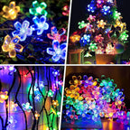 Outdoor Solar Led String Lights Cherry Flowers  Light Strings 8 Lighting Modes Solar Lamp for Camping Wedding Christmas Decor