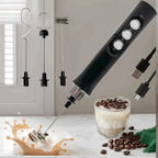 Wireless Rechargeable Electric Milk Frother - 3 Speeds, Handheld Foam Maker for Latte, Cappuccino, Hot Chocolate - USB Rechargea