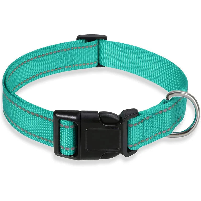 Reflective Dog Collar Strap With Adjustable Safety Nylon Pet Collar Pet Traction Rope Suitable For Small And Medium-Sized Pets - WTN Essentials 