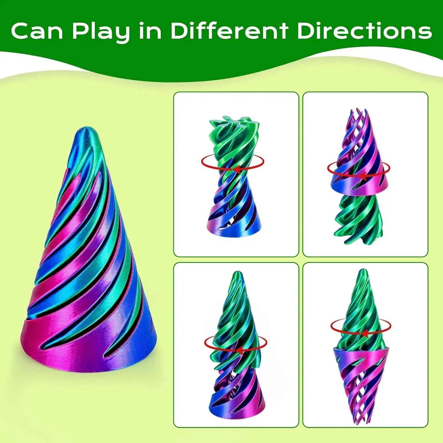 6 Pack Spiral Cone Fidget Toys 3D Printed Impossible Passthrough Pyramid Pillar Gourd Helix Screw Toys for Anxiety Relaxing