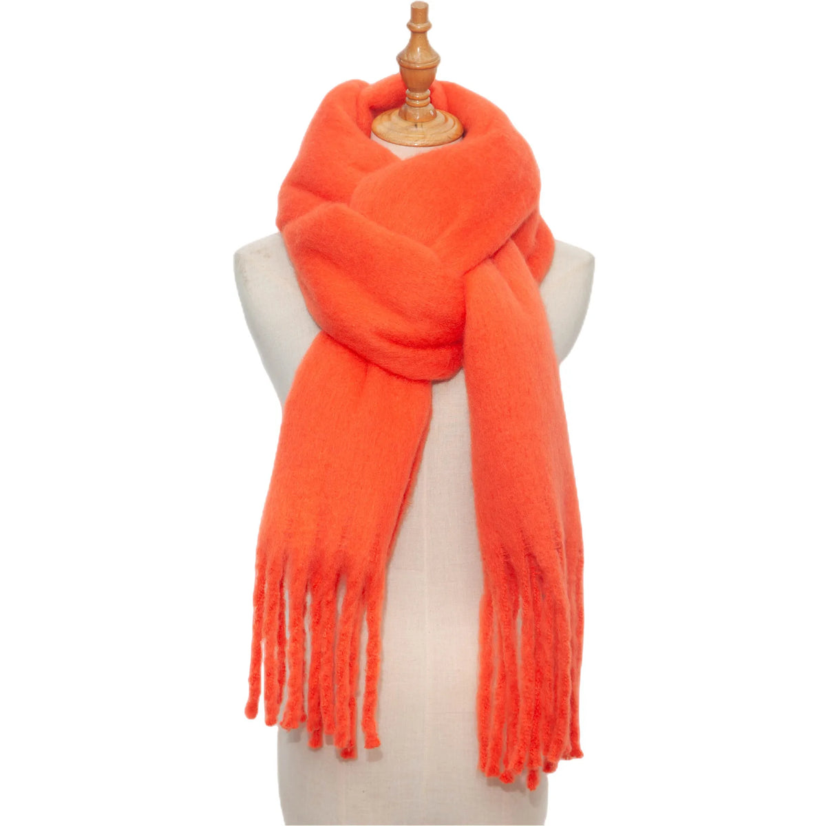 Winter Scarf Women Luxury Autumn Winter Cashmere Scarf Thickened Warm Shawl Classic Tassels Fluffy Scarf Solid Color Soft Shawl