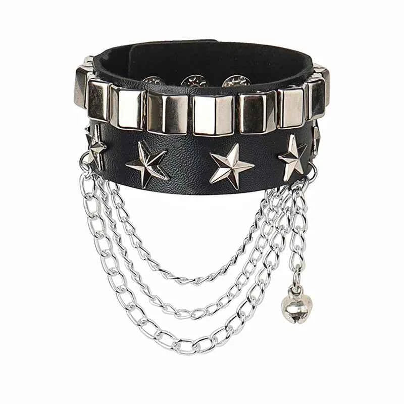 Punk Bracelets PU Leather Studded Bracelet Adjustable Goth Cuff Bracelet Gothic Rivet Buckle Wristband for Men Women Emo Jewelry