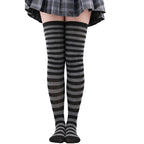 Thigh High Stockings Womens Striped Ladies Girls Black White Pink Long Over Above Knee Socks Femboy Cosplay Lolita Harajuku Y2k