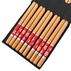 Eco-Friendly Reusable Bamboo Chopsticks Set – 5 Pairs Handmade Japanese Wooden Tableware for Sushi & Everyday Dining