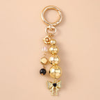 Cute Bowknot Love Heart Keychain Crystal Pearl Key Ring Pendants for Women Girls Handbag Decor DIY Handmade Key Chain Gifts