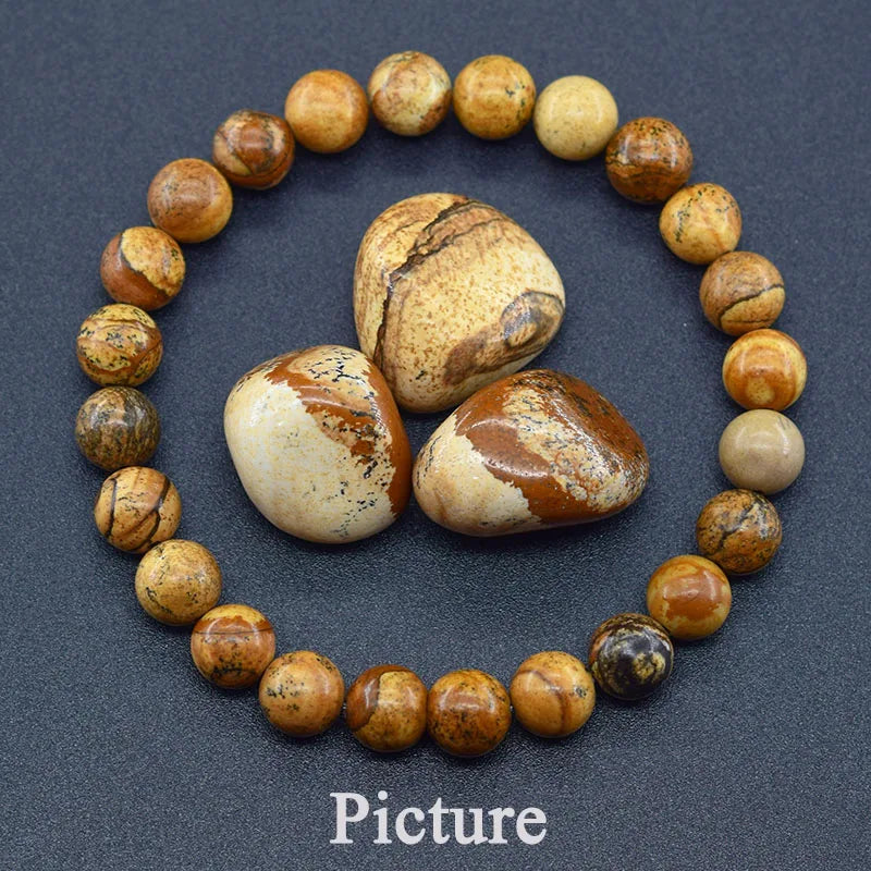 Original Reiki Blue Apatite Beads Bracelet Men Women Natural Lapis Lazuli Amethyst Yellow Tiger Eye Stone Beads Bracelet Jewelry