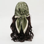 Bohemian Style Floral Print Women’s Square Silk Scarf Satin Head Wrap Tropical Leaf Flower Design Scarves Bandana Hijab