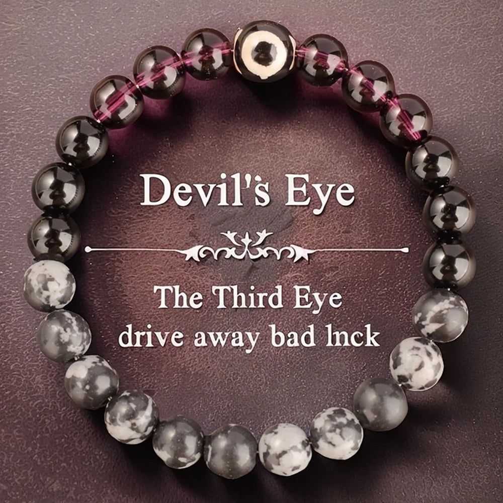 Eye Bracelets for Women Cute Spring Summer Beach Holiday Jewelry Natural Stone Beads Bangles Purple Black Gray Beads Bracelts
