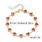 Sweet Cute Red Strawberry Cherry Heart Pearl Charm Bracelet New Fashion Y2K Fruit Gold Color Chain Jewelry Party Gifts 2025