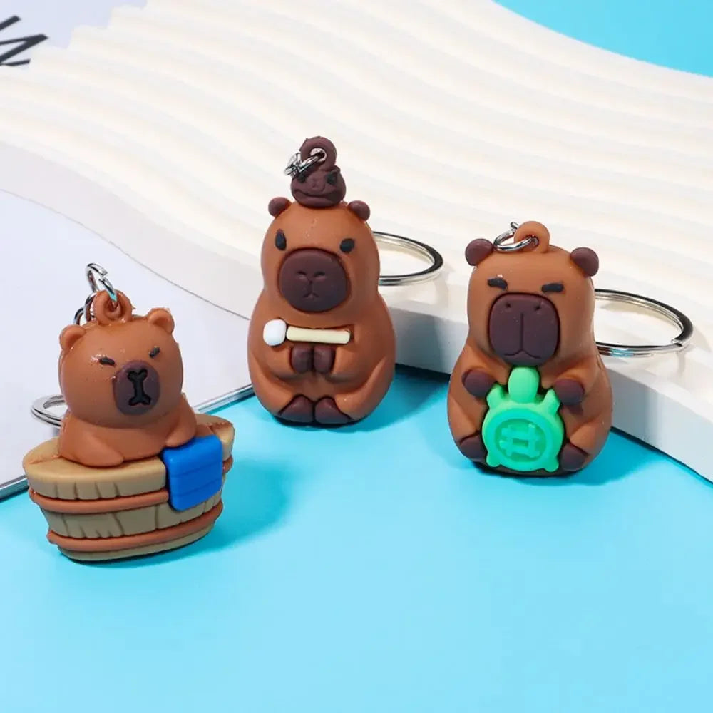 Creative Cute Capybara Keychains For Car Keychain Anime Cartoon Capibala Pendant  Women Doll Keyring Charm Holiday Gifts Jewelry