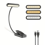 Portable Flexible Easy Clip Night Reading Lamp USB Rechargeable Reading Light 3Colors Warm Cool White Daylight Book Lamp